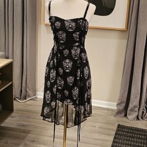 SOLD Royal Bones Black and White Skull High Low Dress S